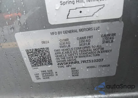 2024 Acura Zdx A-Spec from USA, damaged, VIN 4W5KHNRL7RZ510207